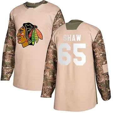 Men's Andrew Shaw Chicago Blackhawks ＃65 Authentic Black Camo Veterans Day Practice Jersey