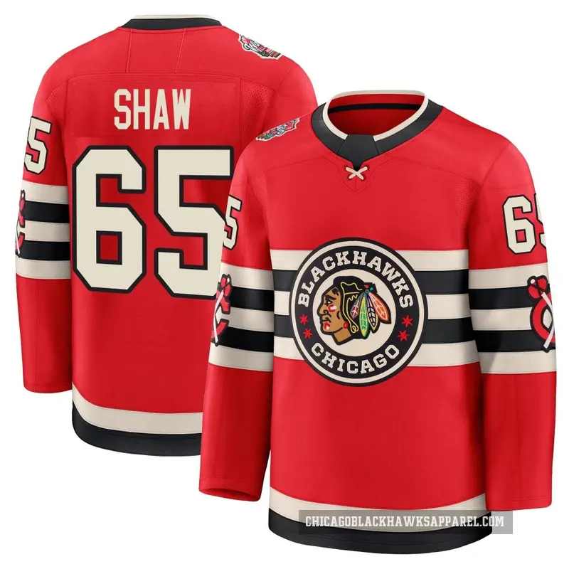 Men's Andrew Shaw Chicago Blackhawks ＃65 Premium Black Red 2025 Winter Classic Jersey