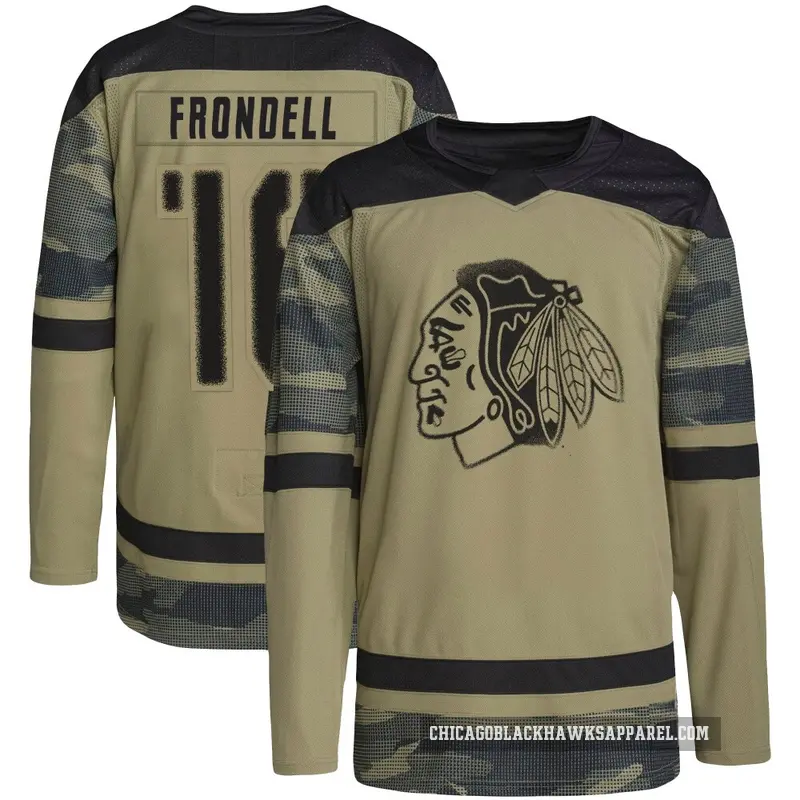Men's Anton Frondell Chicago Blackhawks ＃16 Authentic Black Camo Military Appreciation Practice Jersey