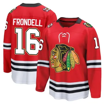 Men's Anton Frondell Chicago Blackhawks ＃16 Breakaway Black Red Centennial Jersey