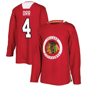 Men's Bobby Orr Chicago Blackhawks ＃4 Authentic Black Red Home Practice Jersey