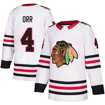 Men's Bobby Orr Chicago Blackhawks ＃4 Authentic White Away Jersey