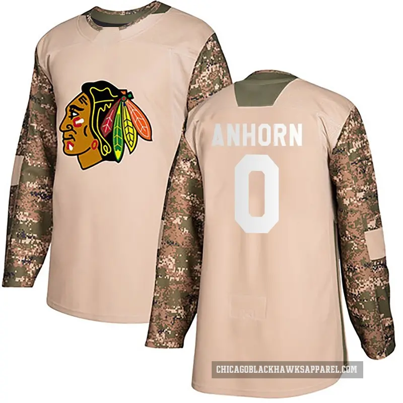 Men's Dylan Anhorn Chicago Blackhawks ＃0 Authentic Black Camo Veterans Day Practice Jersey