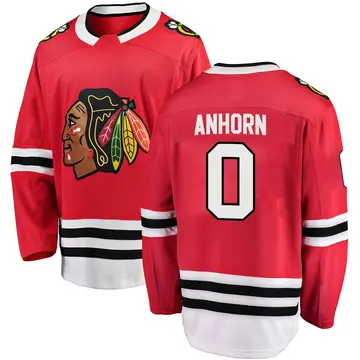 Men's Dylan Anhorn Chicago Blackhawks ＃0 Breakaway Black Red Home Jersey