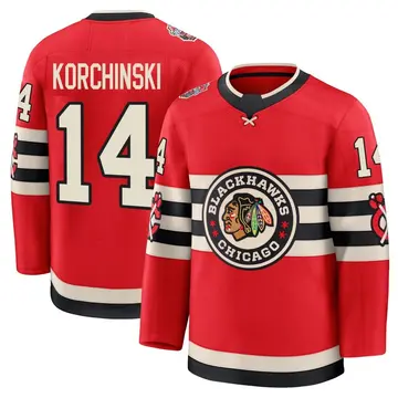 Men's Kevin Korchinski Chicago Blackhawks ＃14 Premium Black Red 2025 Winter Classic Jersey