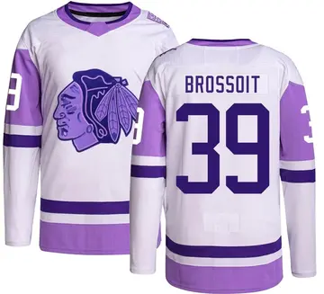Men's Laurent Brossoit Chicago Blackhawks ＃39 Authentic Black Hockey Fights Cancer Jersey