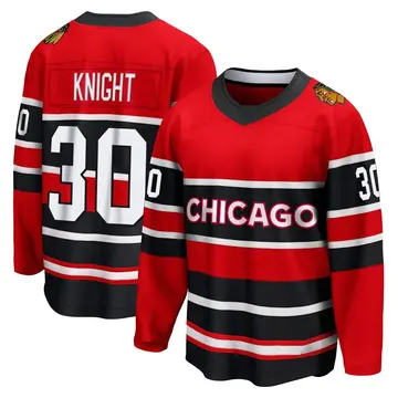 Men's Spencer Knight Chicago Blackhawks ＃30 Breakaway Black Red Special Edition 2.0 Jersey