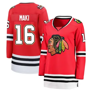 Women's Chico Maki Chicago Blackhawks ＃16 Breakaway Black Red Centennial Jersey