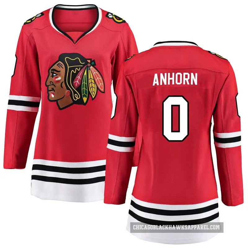 Women's Dylan Anhorn Chicago Blackhawks ＃0 Breakaway Black Red Home Jersey