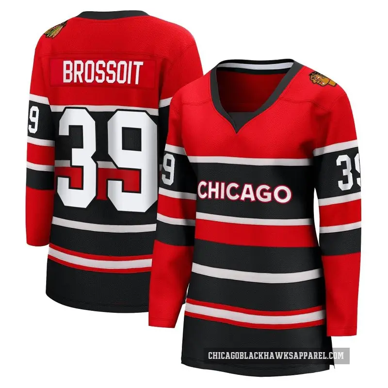 Women's Laurent Brossoit Chicago Blackhawks ＃39 Breakaway Black Red Special Edition 2.0 Jersey