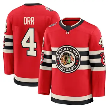 Youth Bobby Orr Chicago Blackhawks ＃4 Premium Black Red 2025 Winter Classic Jersey