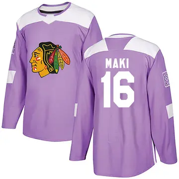 Youth Chico Maki Chicago Blackhawks ＃16 Authentic Purple Fights Cancer Practice Jersey