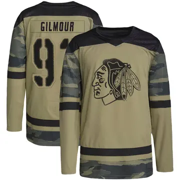 Youth Doug Gilmour Chicago Blackhawks ＃93 Authentic Black Camo Military Appreciation Practice Jersey