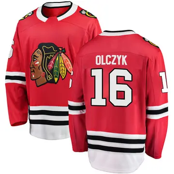 Youth Ed Olczyk Chicago Blackhawks ＃16 Breakaway Black Red Home Jersey