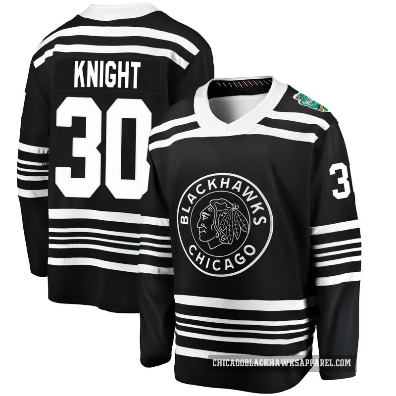 Youth Spencer Knight Chicago Blackhawks ＃30 Breakaway Black 2019 Winter Classic Jersey